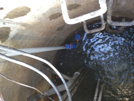 Effluent sump and float controls in pump well - sewage management system